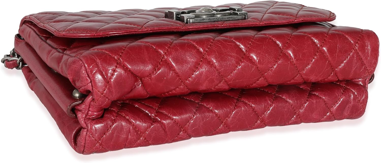 CHANEL Pre-Loved 12P Red Glazed Calfskin Veau Brilliante Flap Bag