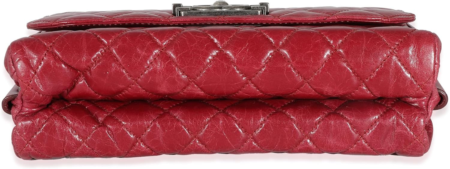 CHANEL Pre-Loved 12P Red Glazed Calfskin Veau Brilliante Flap Bag