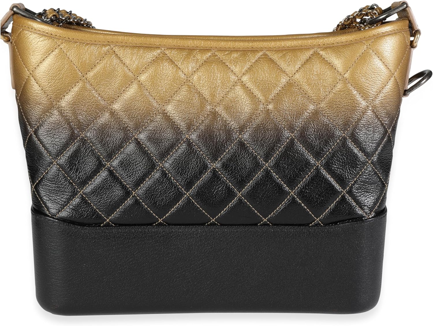 CHANEL Pre-Loved Black & Gold Ombrè Quilted Goatskin Medium Gabrielle Hobo