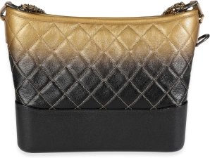 CHANEL Pre-Loved Black & Gold Ombrè Quilted Goatskin Medium Gabrielle Hobo
