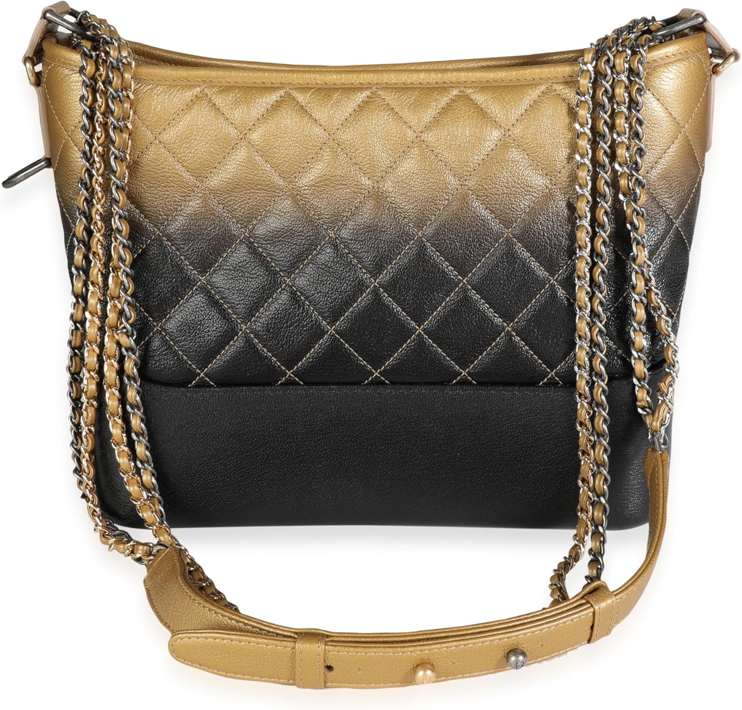 CHANEL Pre-Loved Black & Gold Ombrè Quilted Goatskin Medium Gabrielle Hobo