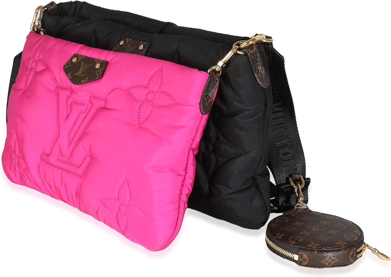 LOUIS VUITTON PRE-LOVED BLACK FUCHSIA ECONYL MONOGRAM MAXI MULTI POCHETTE ACCESSORIES