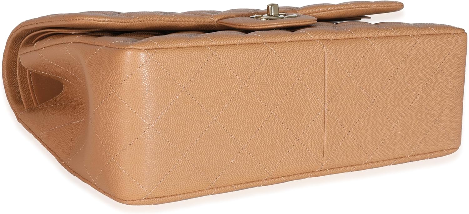 CHANEL Pre-Loved 21P Caramel Caviar Jumbo Classic Double Flap Handbag