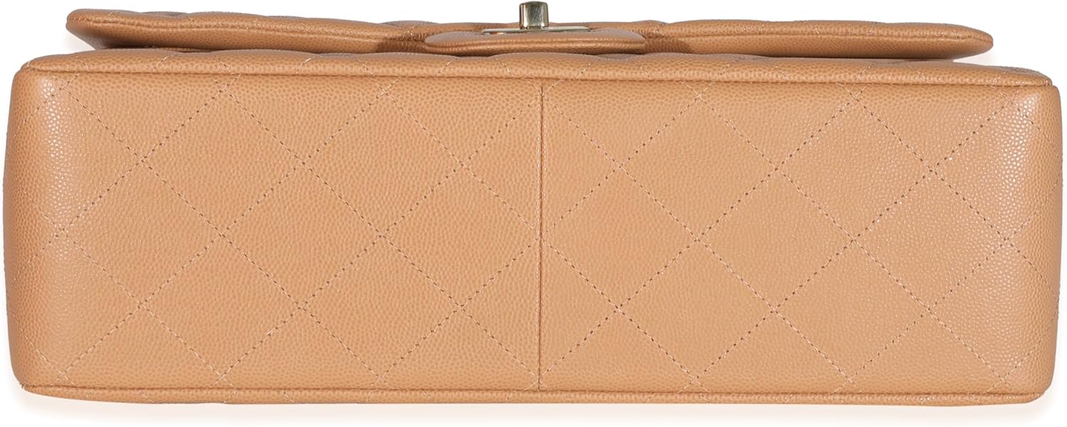 CHANEL Pre-Loved 21P Caramel Caviar Jumbo Classic Double Flap Handbag