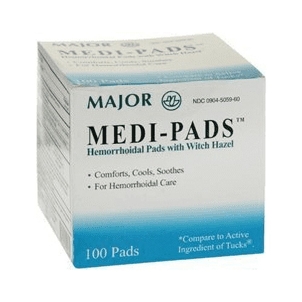 Major Medi-Pads Hemorrhoidal Pads Witch Hazel 100 Ct Jar Pack of 5