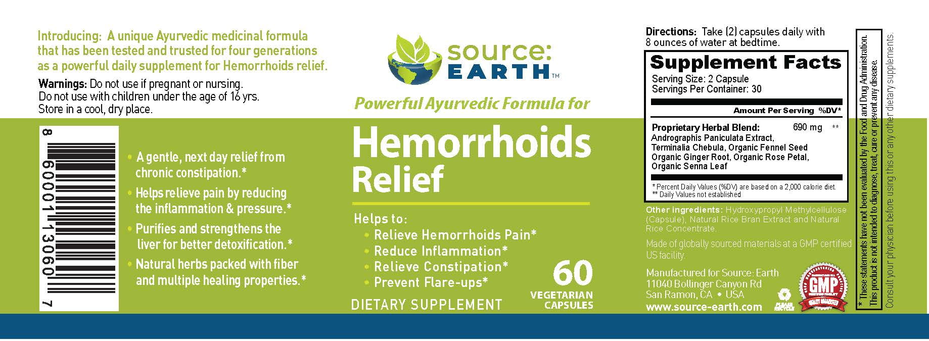 Hemorrhoid Piles Chronic Constipation Relief All Natural Ayurveda Remedy 3 Bottles