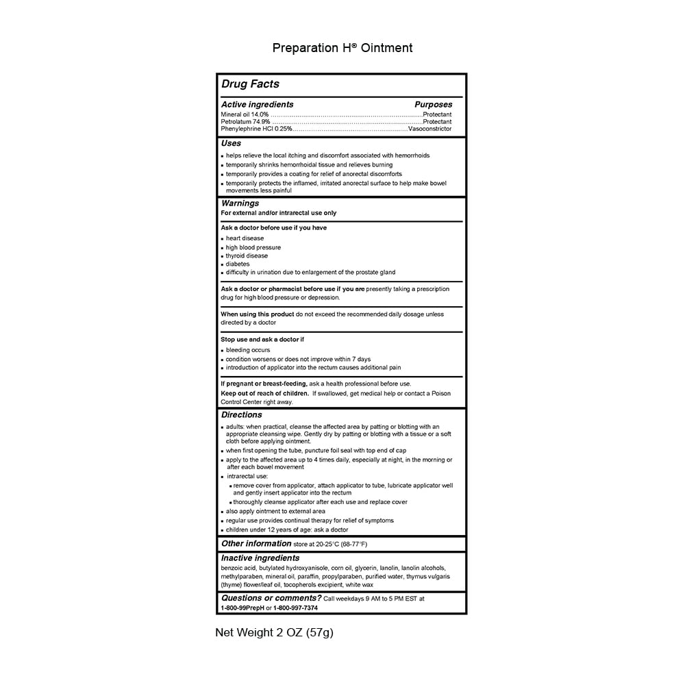 Preparation H Hemorrhoid Symptom Relief Ointment 1.0 Ounce Itching Burning Discomfort Tube