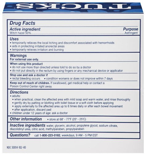 Tucks Medicated Cooling Pads 40 Count for Quick Relief