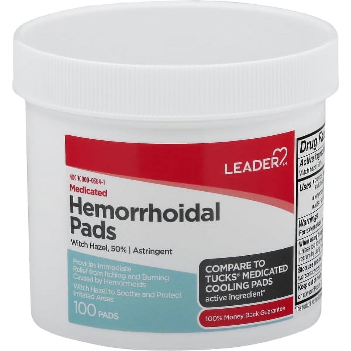 Leader Hemorrhoid Relief Medicated Pads 100 Count