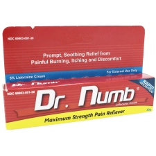 Dr. Numb 5% Lidocaine Topical Anesthetic Numbing Cream Maximum Strength with Vitamin E for Real Time Relief of Local Discomfort Itching Pain Soreness Burning 30g