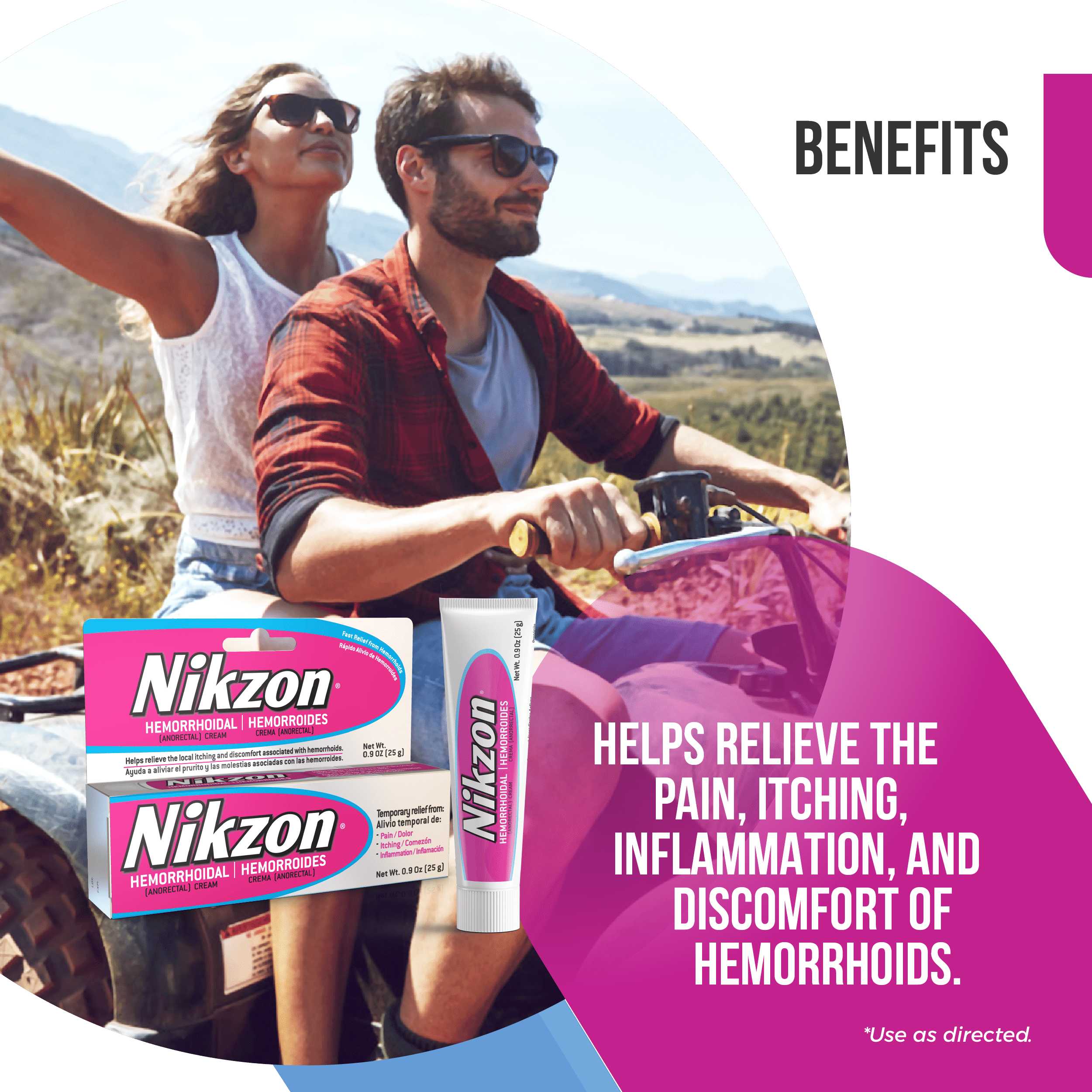 NIKZON Hemorrhoidal Itching Soothing Cream 0.9 Oz 3 Pack for Hemorrhoid Relief