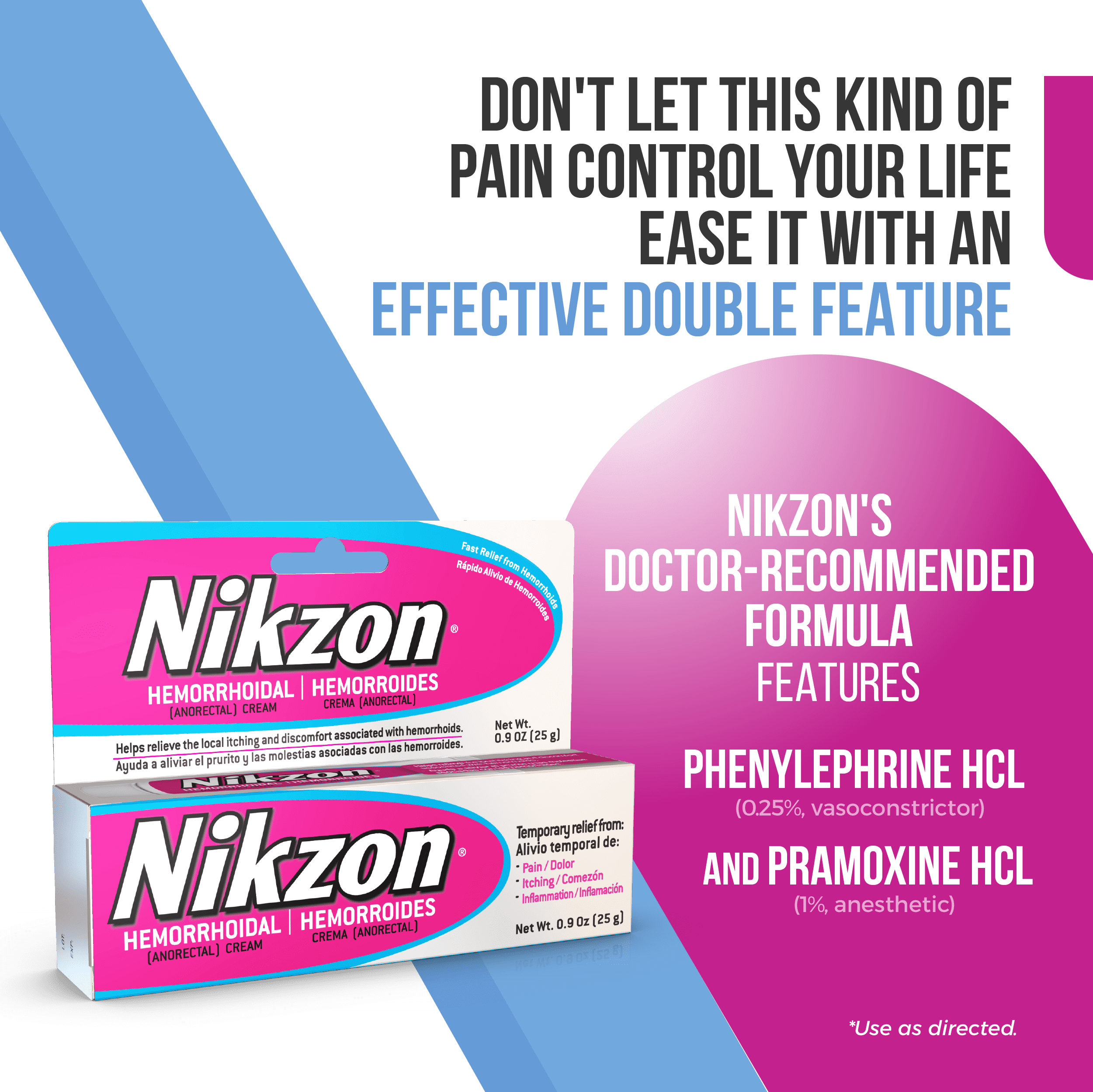 NIKZON Hemorrhoidal Itching Soothing Cream 0.9 Oz 3 Pack for Hemorrhoid Relief