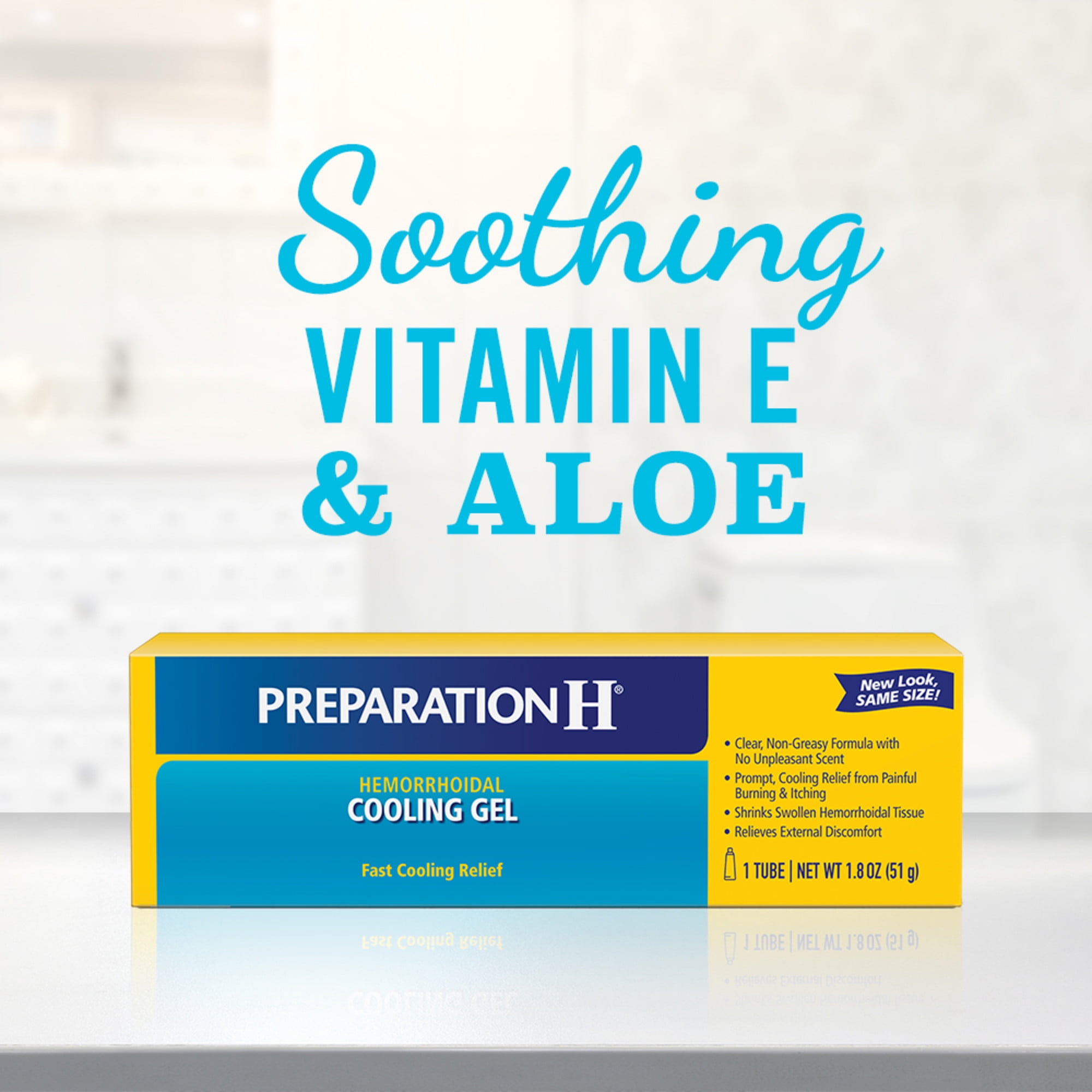 Preparation H Cooling Gel for Hemorrhoid Relief with Vitamin E and Aloe 1.8 oz Tube