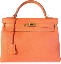 Hermes Hermès, Pre-Loved Orange Togo Retourne Kelly 32 GHW