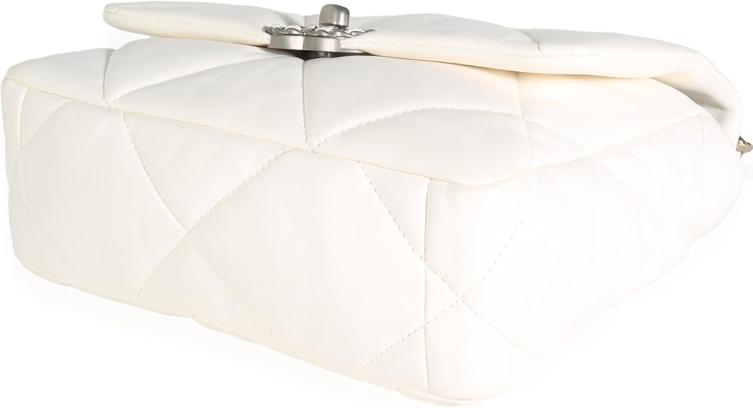 CHANEL Pre-Loved White Quilted Lambskin Small Chanel, Pre-Loved 19 Flap Bag