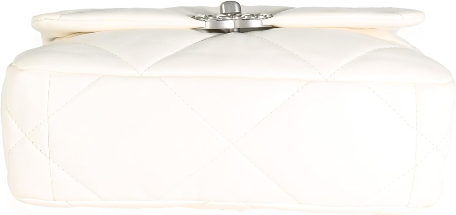 CHANEL Pre-Loved White Quilted Lambskin Small Chanel, Pre-Loved 19 Flap Bag