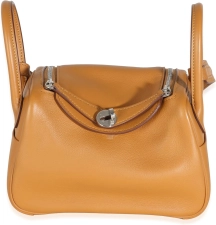 Hermes Hermès, Pre-Loved Sesame Lime Swift Verso Mini Lindy 20 PHW