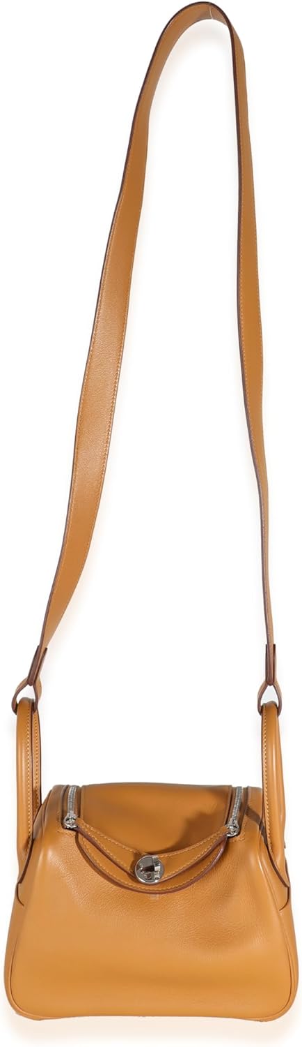 Hermes Hermès, Pre-Loved Sesame Lime Swift Verso Mini Lindy 20 PHW