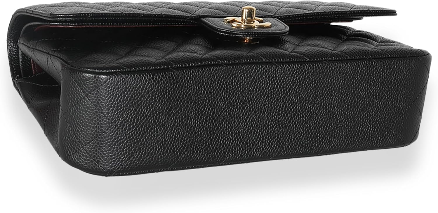 CHANEL Pre-Loved Black Quilted Caviar Medium Classic Double Flap Handbag