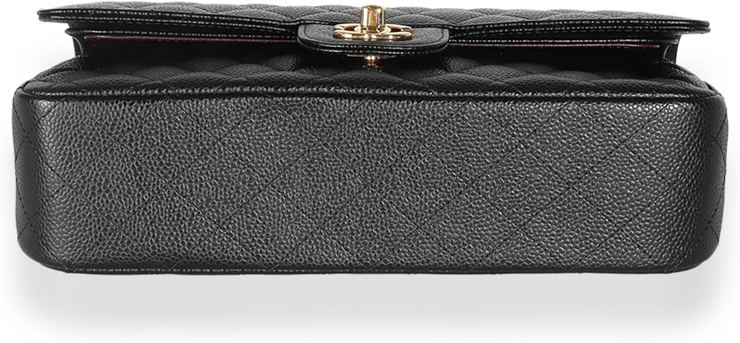 CHANEL Pre-Loved Black Quilted Caviar Medium Classic Double Flap Handbag
