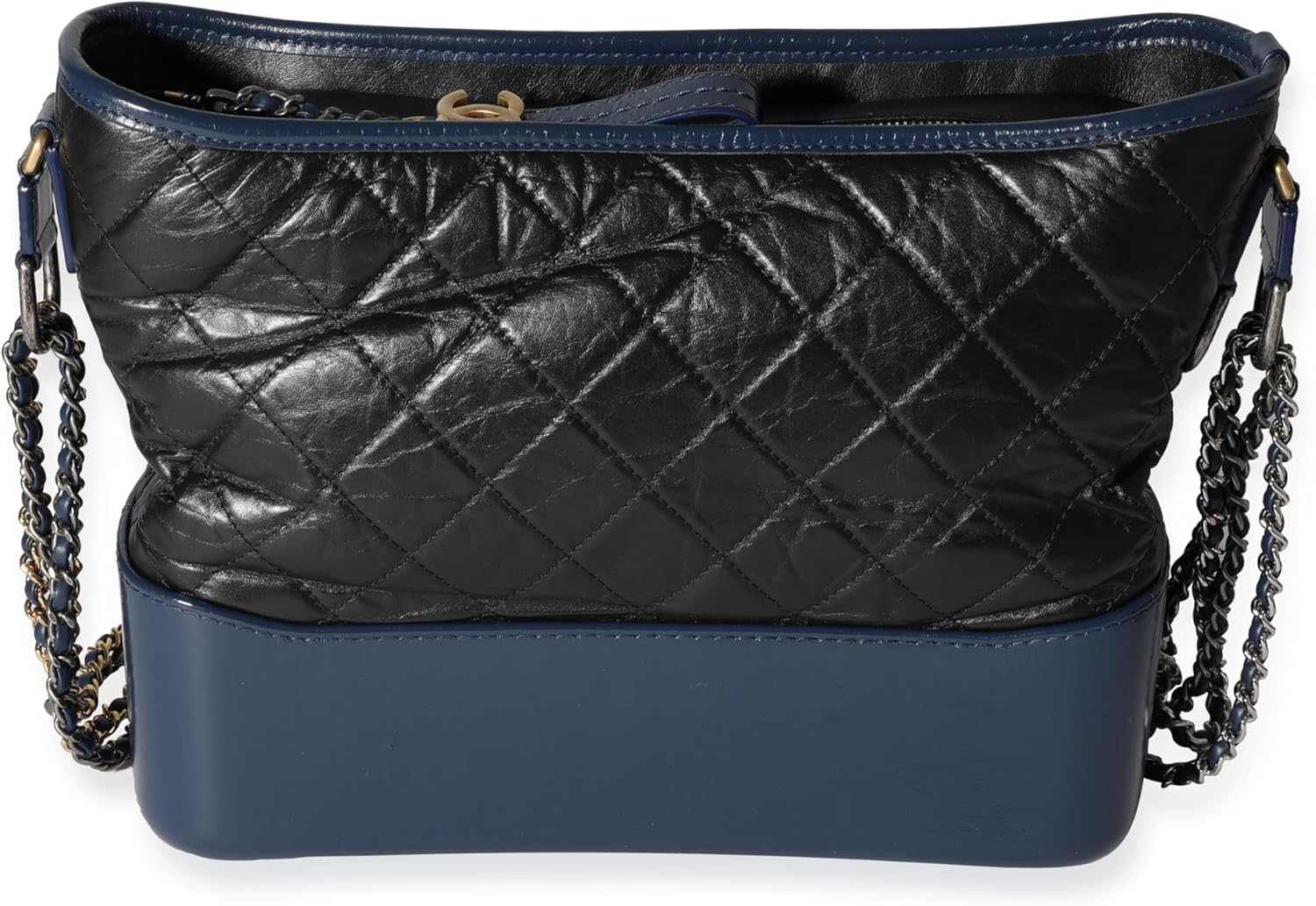 CHANEL Pre-Loved Black & Blue Quilted Aged Calfskin Large Gabrielle Hobo