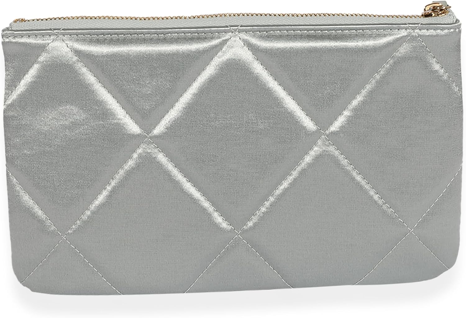 CHANEL Pre-Loved Gray Quilted Satin Chanel, Pre-Loved 19 O-Case