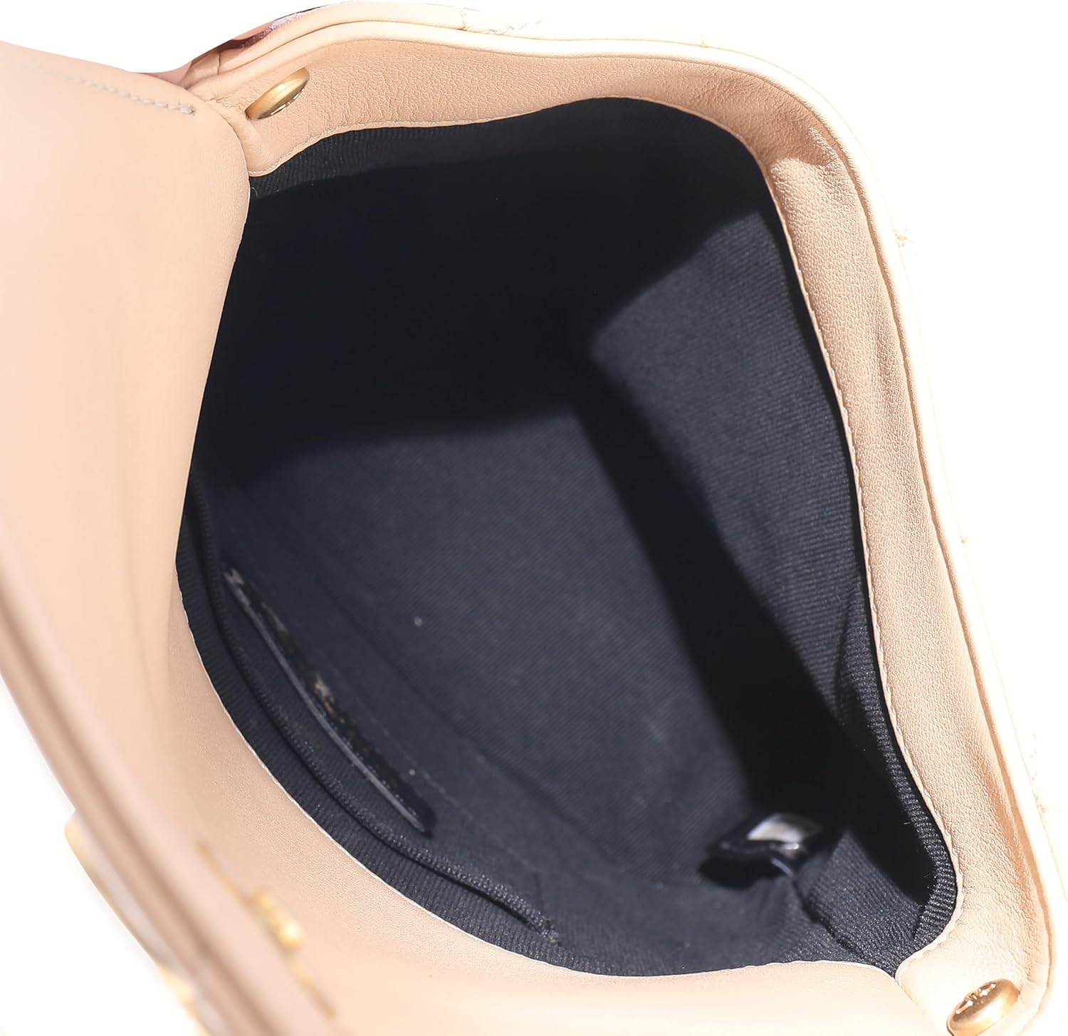 CHANEL Pre-Loved Beige Quilted Calfskin Small Pearl Chain Hobo