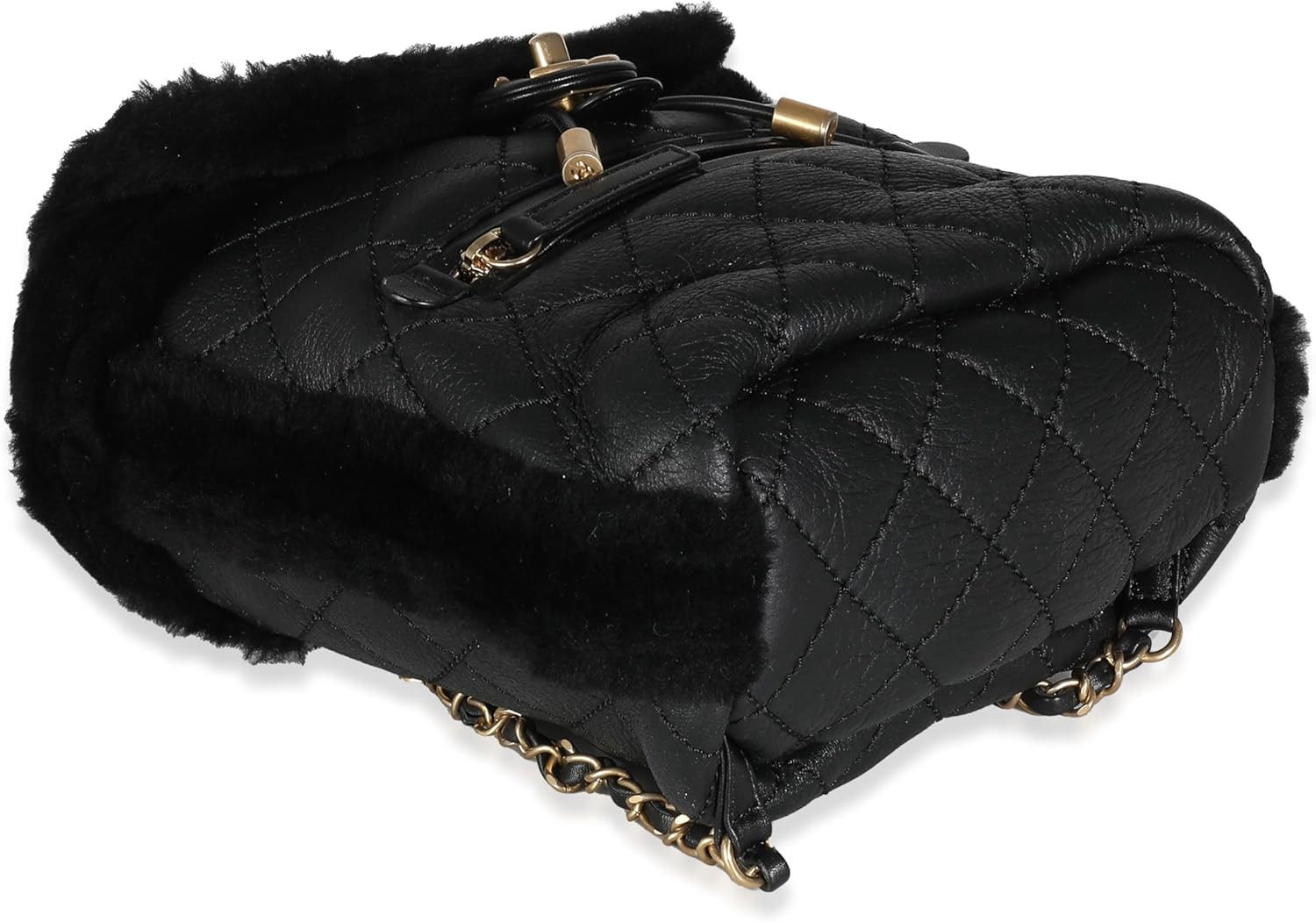 CHANEL Pre-Loved Black Quilted Shearling Paris Hamburg Small Backpack