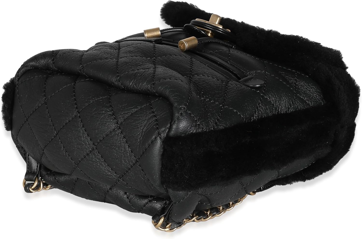 CHANEL Pre-Loved Black Quilted Shearling Paris Hamburg Small Backpack