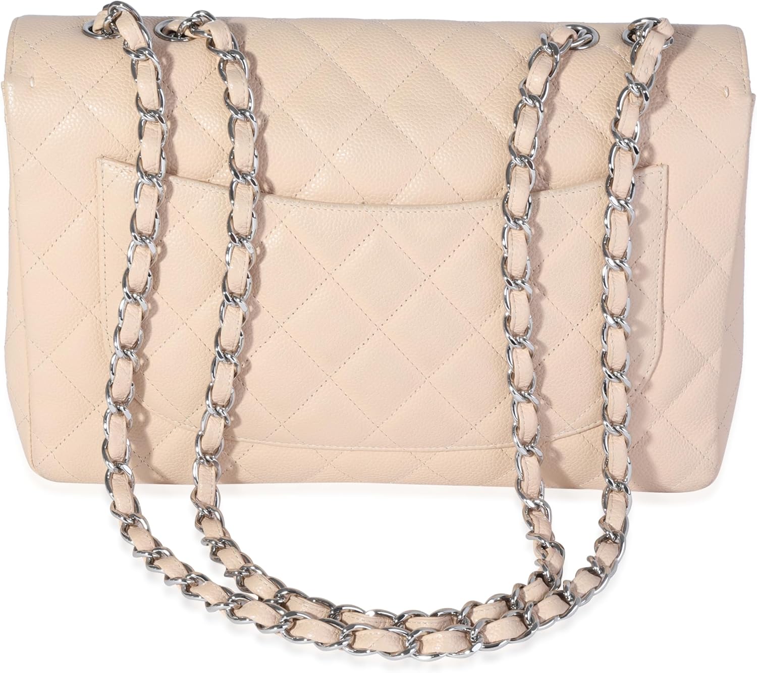CHANEL Pre-Loved Beige Quilted Jumbo Classic Single Flap Bag