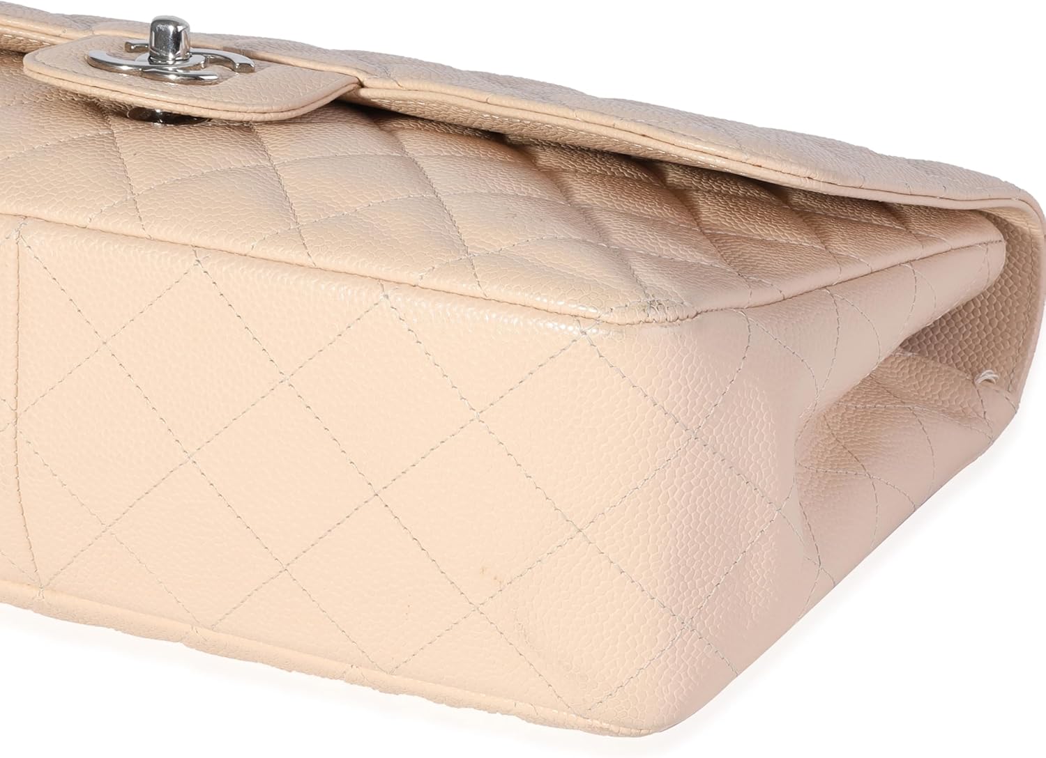 CHANEL Pre-Loved Beige Quilted Jumbo Classic Single Flap Bag