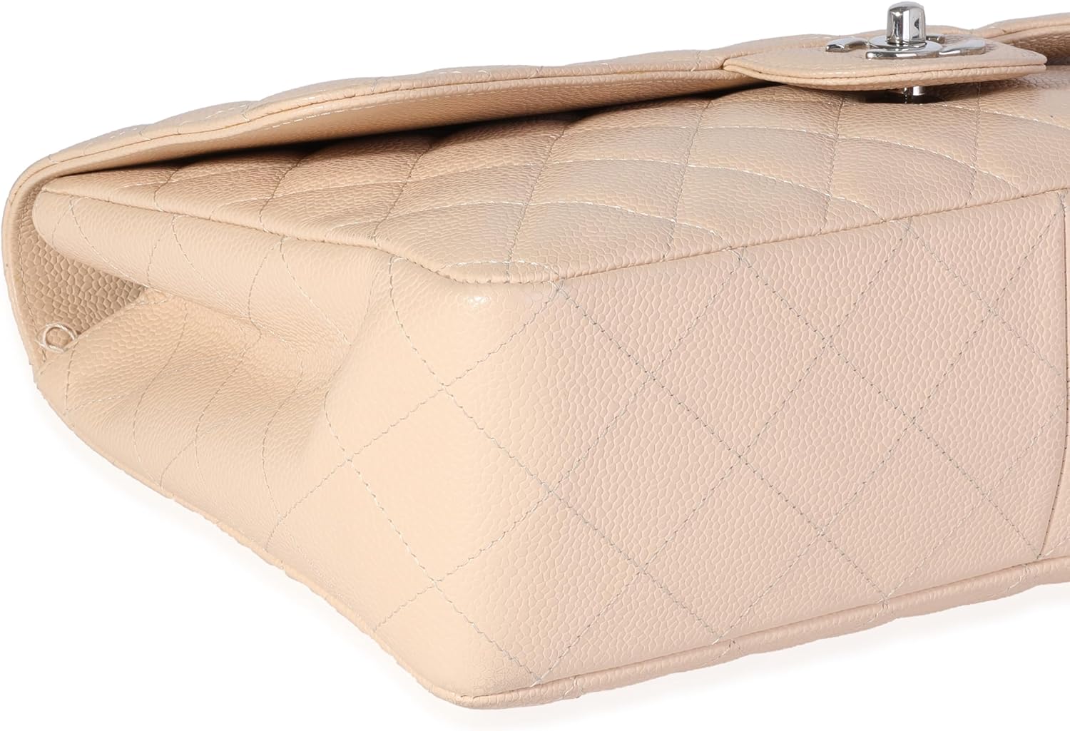 CHANEL Pre-Loved Beige Quilted Jumbo Classic Single Flap Bag
