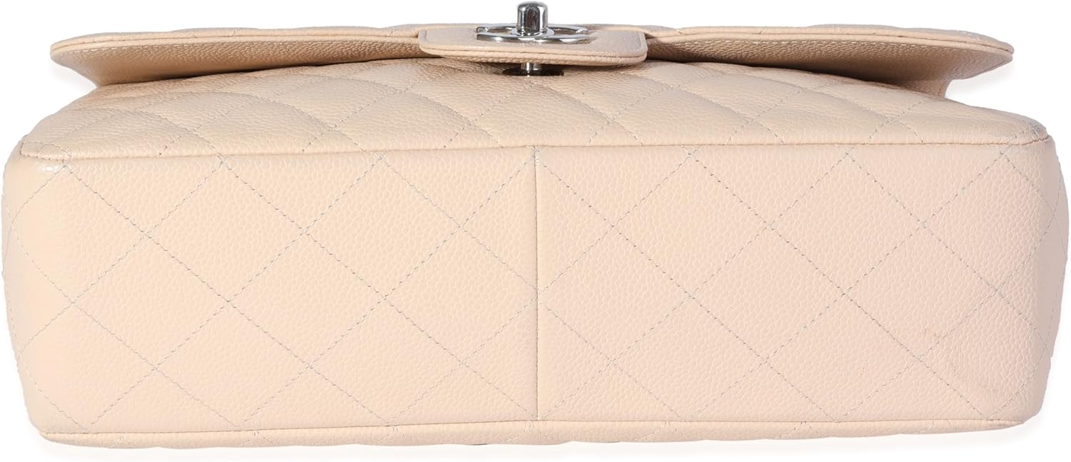 CHANEL Pre-Loved Beige Quilted Jumbo Classic Single Flap Bag