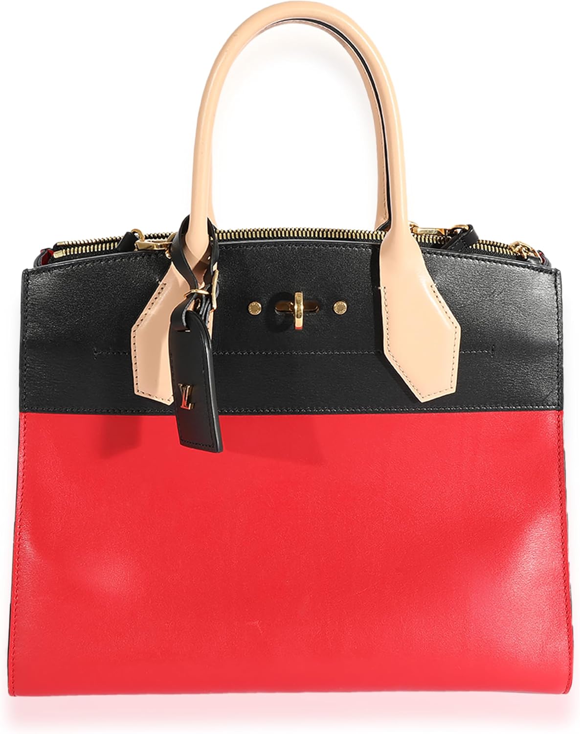Louis Vuitton Pre-Loved Rouge & Black Calfskin City Steamer Handbag MM
