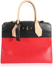 Louis  Vuitton Pre-Loved Rouge & Black Calfskin City Steamer Handbag MM