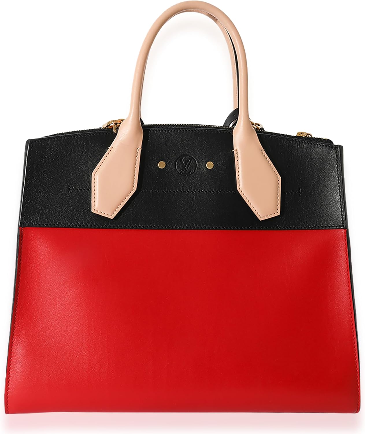 Louis Vuitton Pre-Loved Rouge & Black Calfskin City Steamer Handbag MM