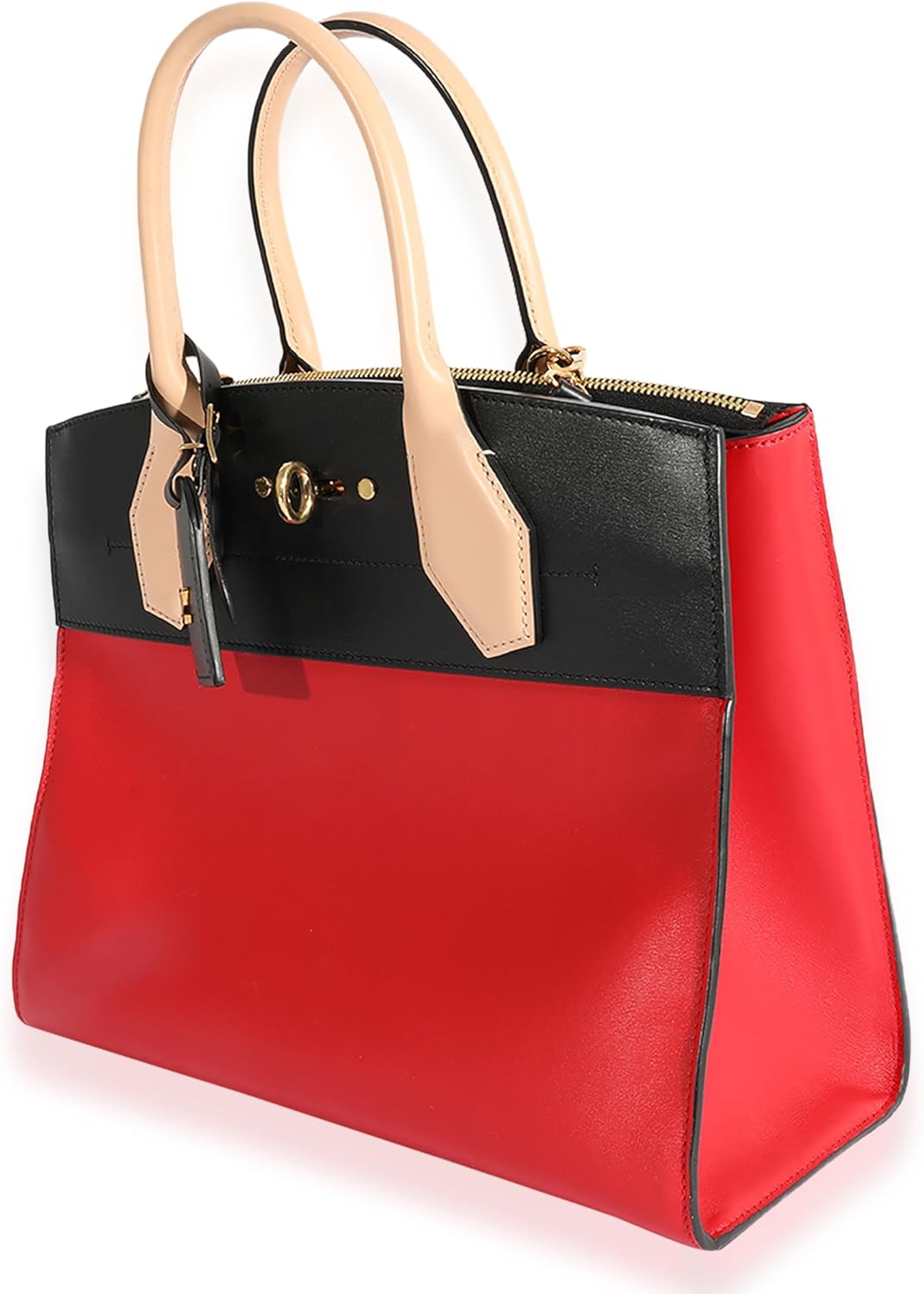 Louis Vuitton Pre-Loved Rouge & Black Calfskin City Steamer Handbag MM