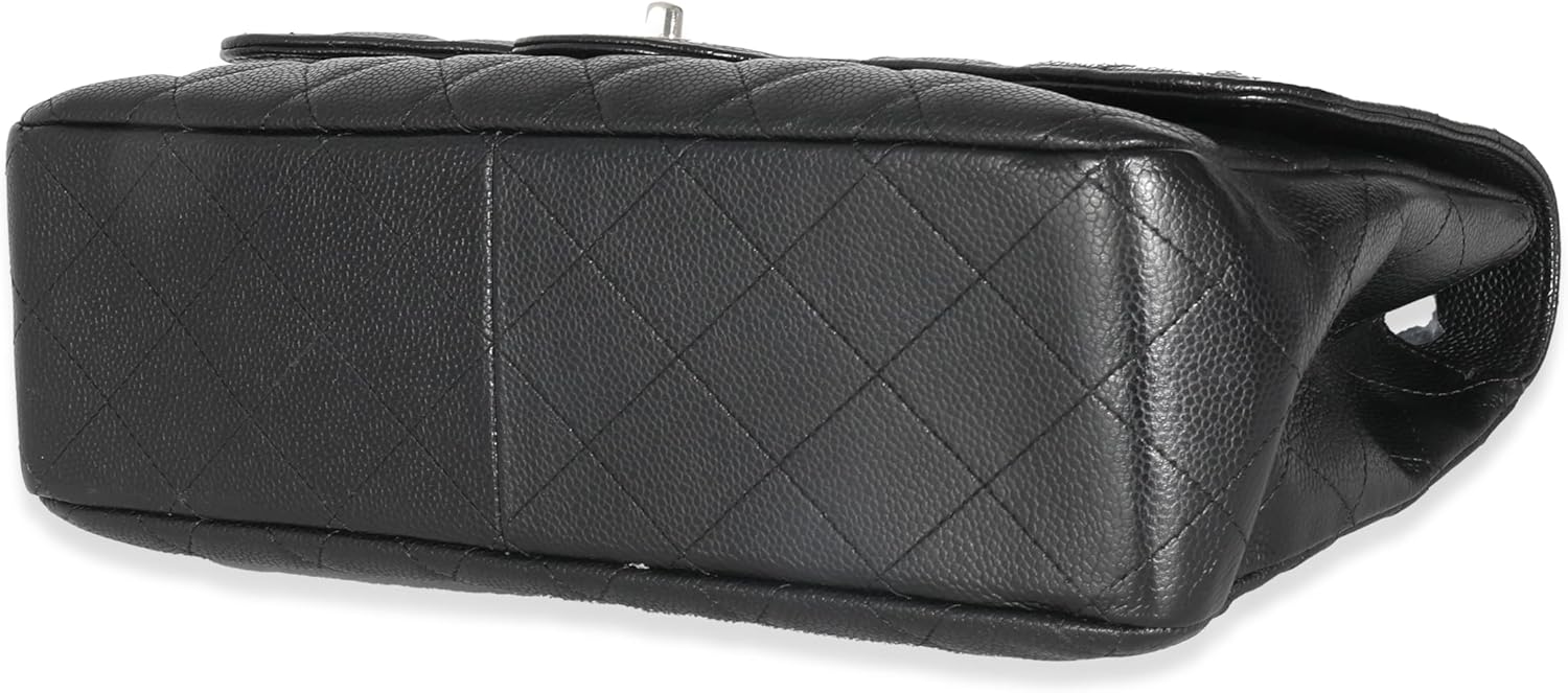 CHANEL Pre-Loved Black Quilted Caviar Jumbo Classic Single Flap Handbag