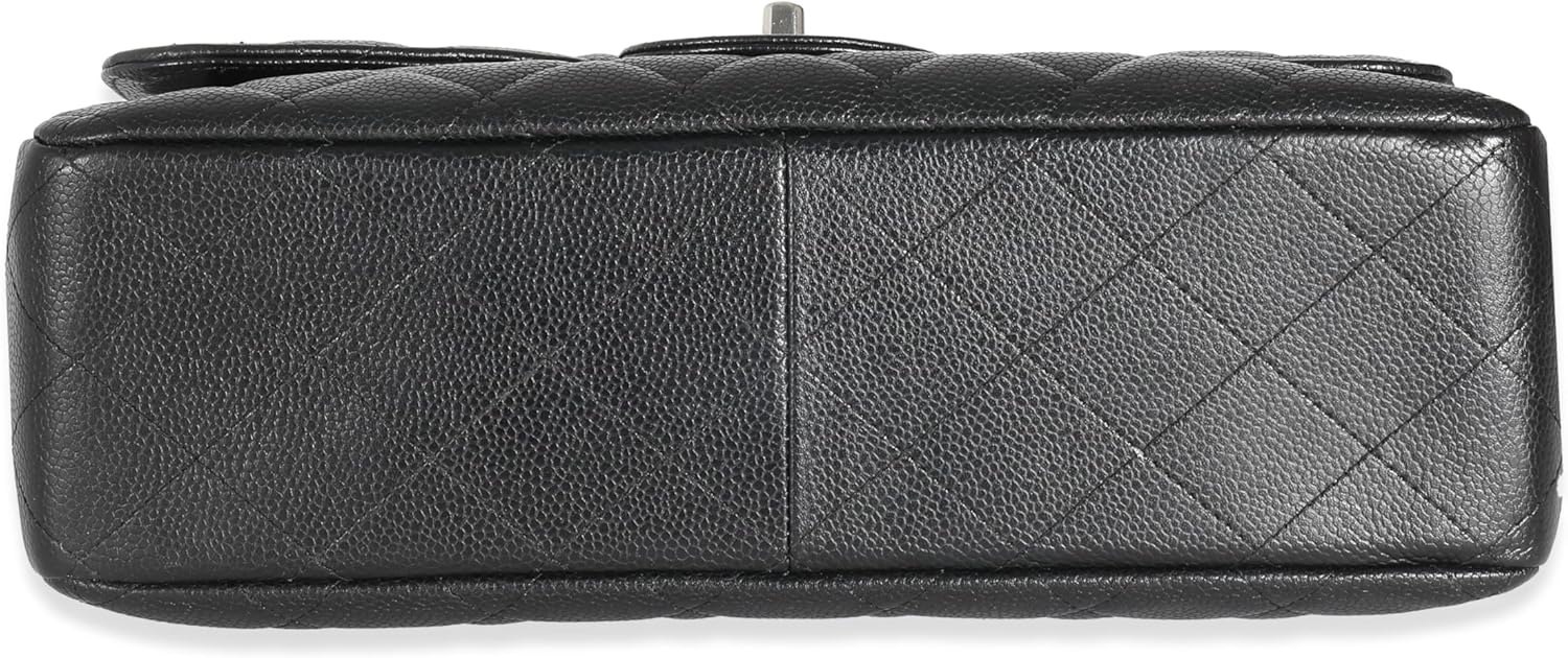 CHANEL Pre-Loved Black Quilted Caviar Jumbo Classic Single Flap Handbag