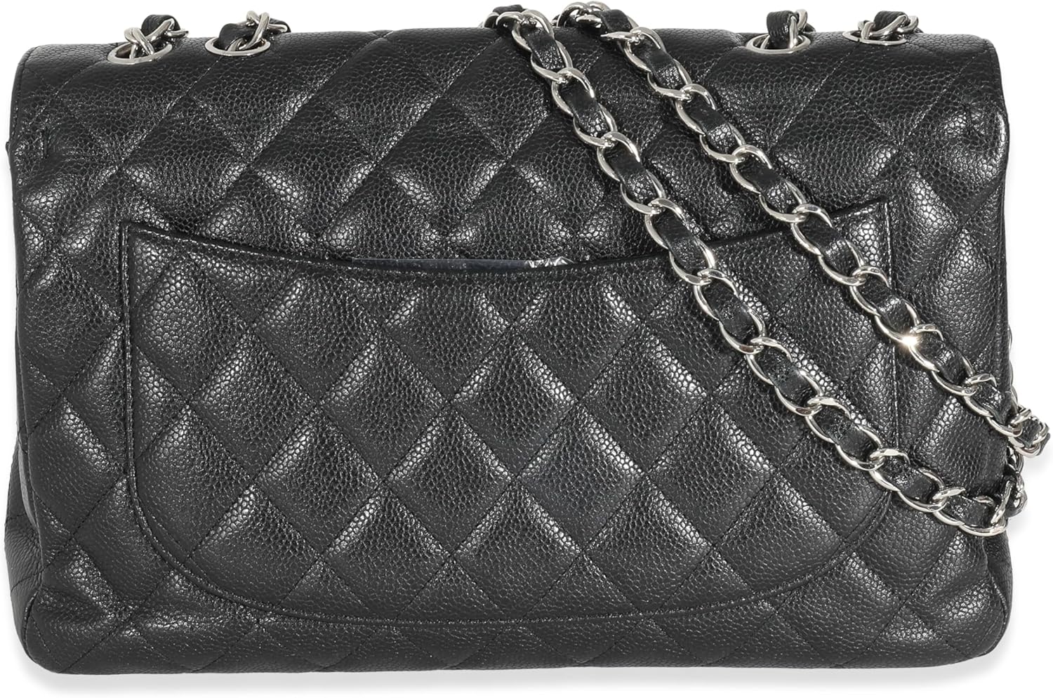 CHANEL Pre-Loved Black Quilted Caviar Jumbo Classic Single Flap Handbag