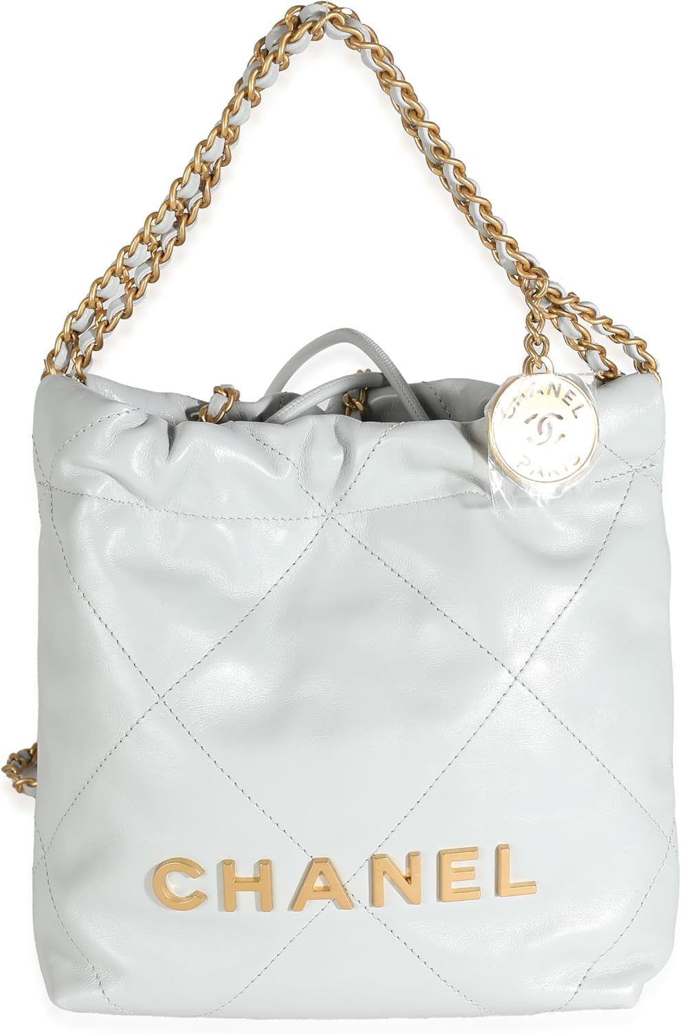 CHANEL Pre-Loved Blue Shiny Quilted Calfskin Chanel, Pre-Loved Mini 22 Hobo