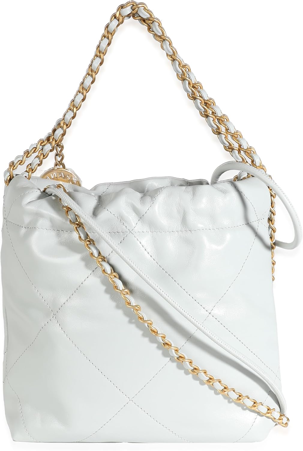 CHANEL Pre-Loved Blue Shiny Quilted Calfskin Chanel, Pre-Loved Mini 22 Hobo
