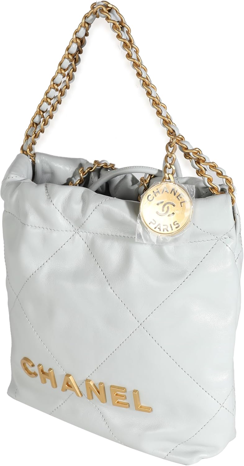 CHANEL Pre-Loved Blue Shiny Quilted Calfskin Chanel, Pre-Loved Mini 22 Hobo