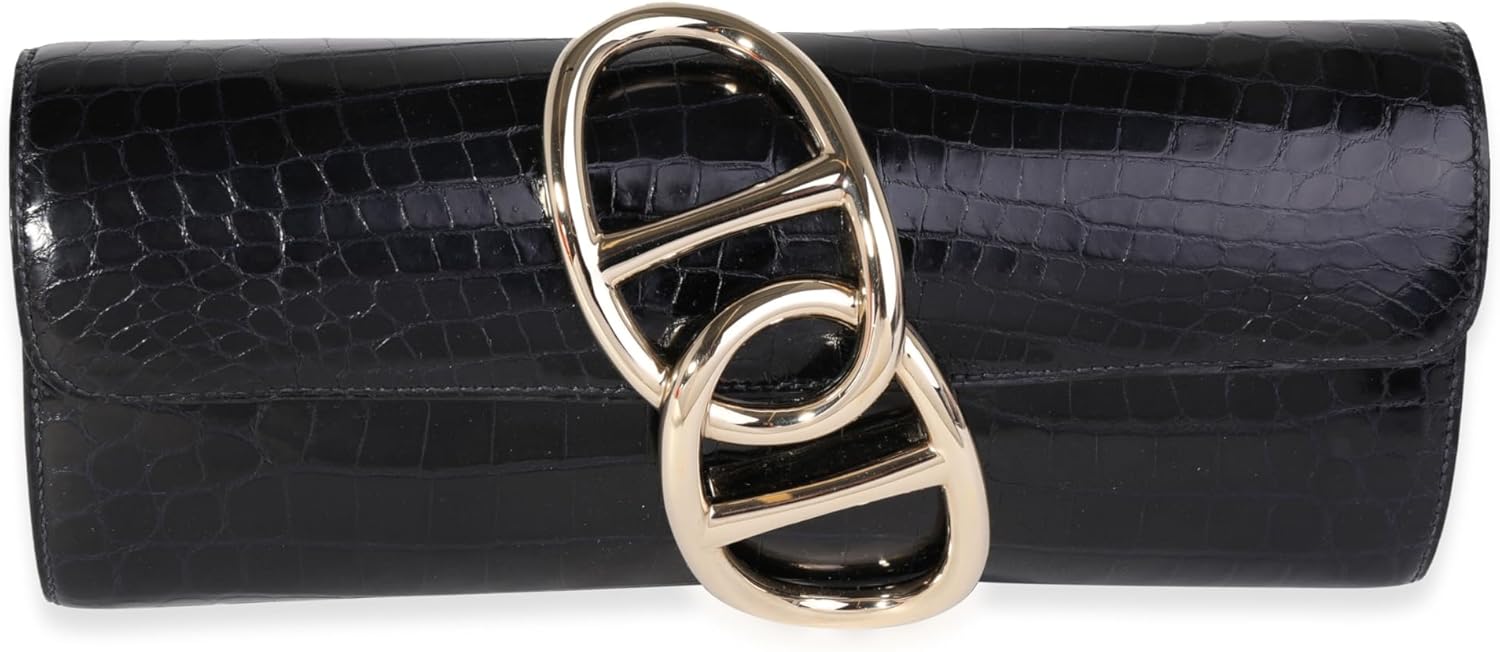 Hermes Hermès, Pre-Loved Bleu Indigo Crocodile Niloticus Egee Clutch PHW