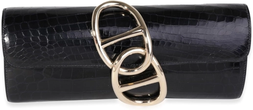 Hermes Hermès, Pre-Loved Bleu Indigo Crocodile Niloticus Egee Clutch PHW