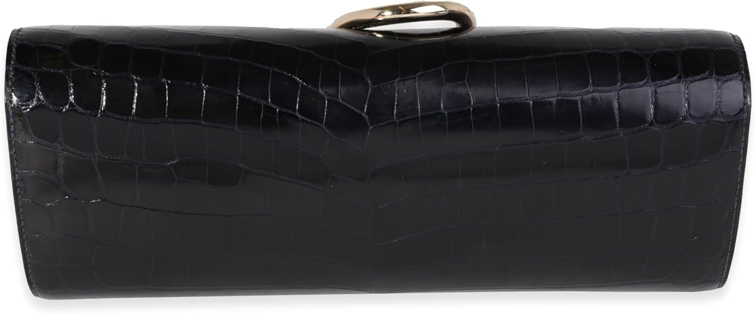Hermes Hermès, Pre-Loved Bleu Indigo Crocodile Niloticus Egee Clutch PHW