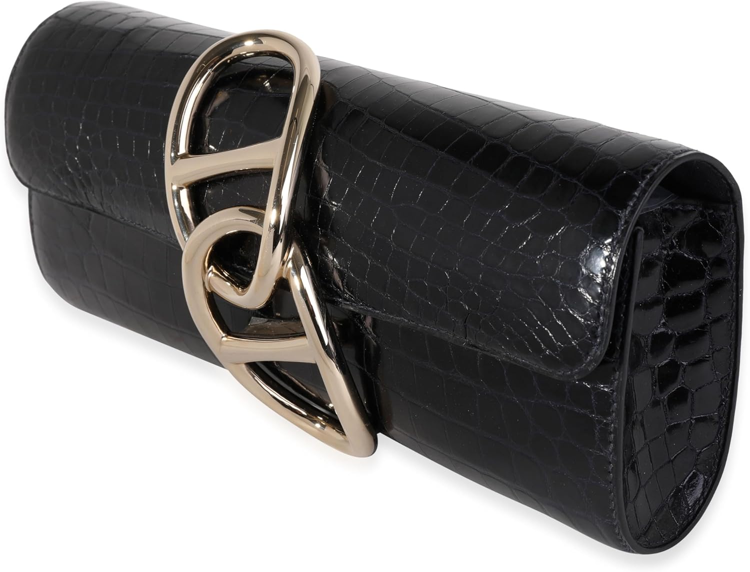Hermes Hermès, Pre-Loved Bleu Indigo Crocodile Niloticus Egee Clutch PHW
