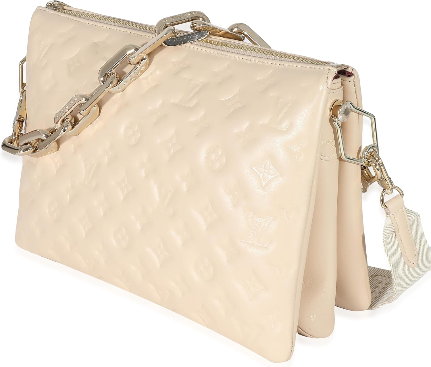 Louis Vuitton Pre-Loved Cream Monogram Puffy Lambskin Coussin MM