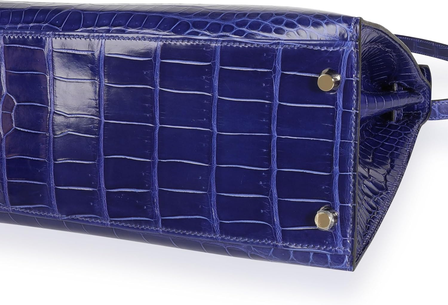Hermes Hermès, Pre-Loved Bleu Électrique Shiny Porosus Crocodile Sellier Kelly 32 GHW