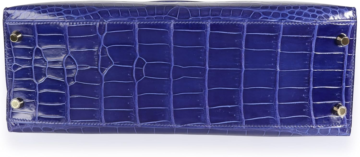 Hermes Hermès, Pre-Loved Bleu Électrique Shiny Porosus Crocodile Sellier Kelly 32 GHW